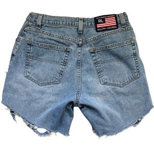 RALPH LAUREN Vintage 90s Denim Distressed Blue Jean Shorts